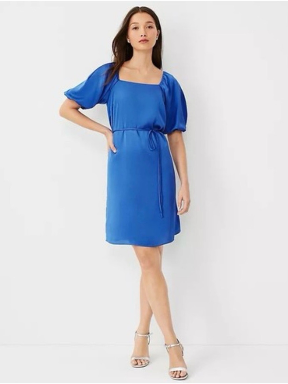 Ann Taylor Royal Blue Puff Sleeve Mini Dress